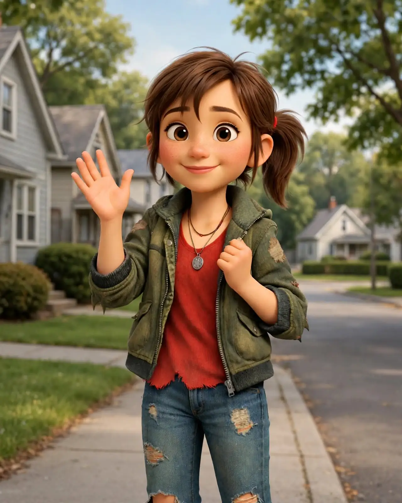 Sally waving hello