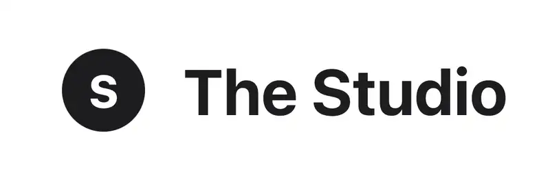 The Studio logo experiment: black circle with a white S beside The Studio wordmark