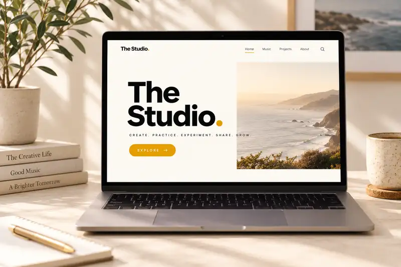 The Studio website hero mockup