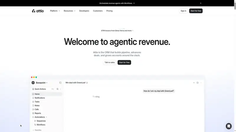 Attio website screenshot